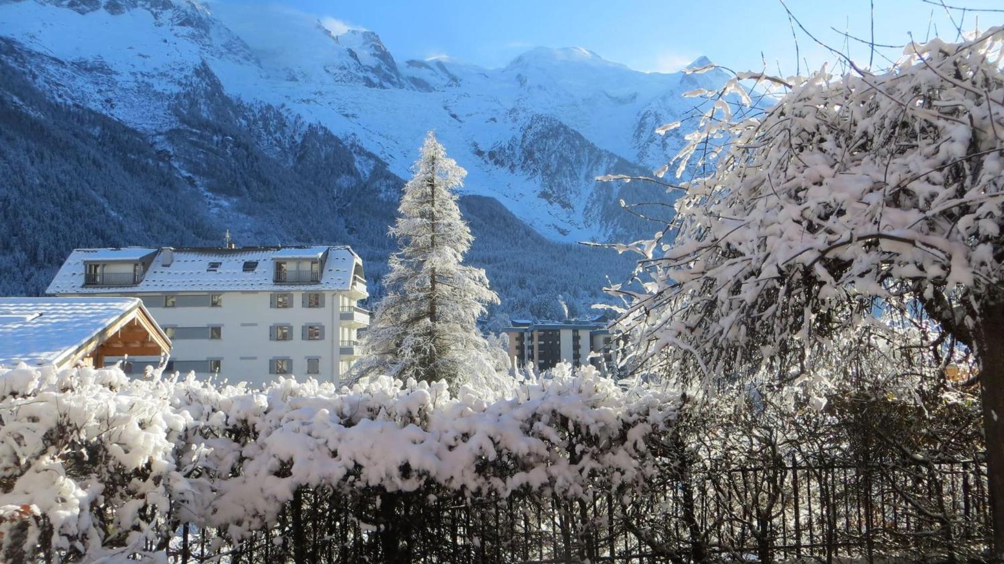 شقة Les Alpins - Centre De Chamonix - Renove Avec Jardin Et Vue Imprenable Sur Le Montblanc المظهر الخارجي الصورة