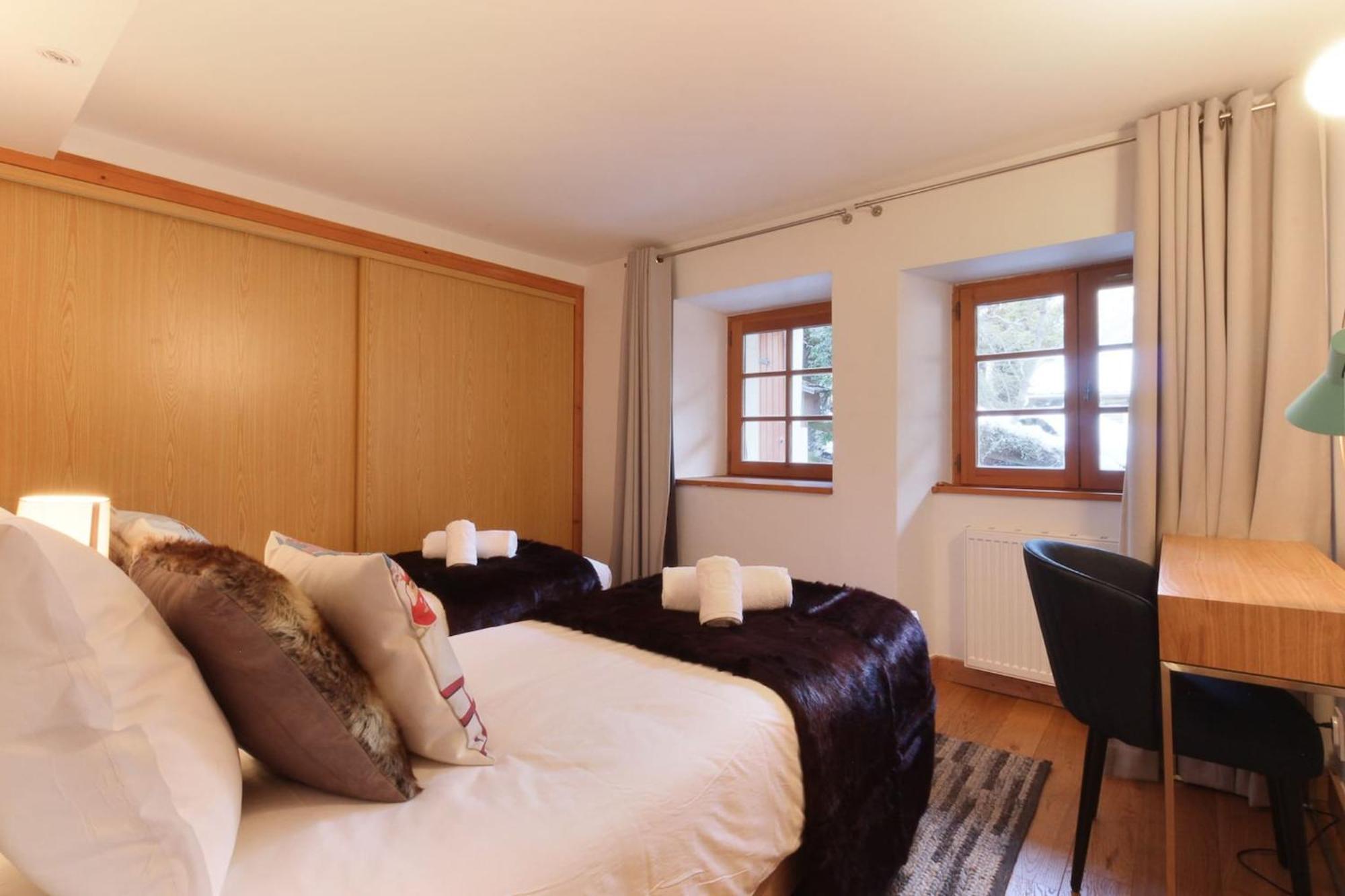 شقة Les Alpins - Centre De Chamonix - Renove Avec Jardin Et Vue Imprenable Sur Le Montblanc المظهر الخارجي الصورة